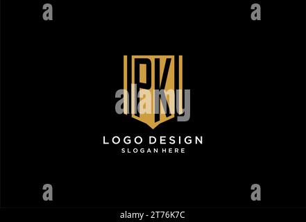 PK monogram logo with geometric shield icon design inspiration Stock Vector