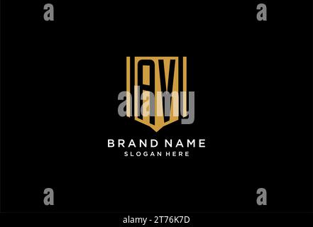 AV monogram logo with geometric shield icon design inspiration Stock Vector