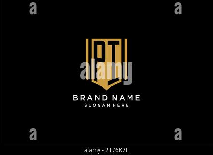PI monogram logo with geometric shield icon design inspiration Stock Vector