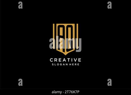 AQ monogram logo with geometric shield icon design inspiration Stock Vector