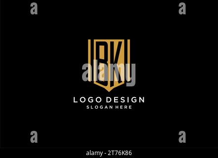 BK monogram logo with geometric shield icon design inspiration Stock Vector