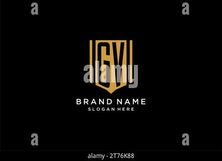 GV monogram logo with geometric shield icon design inspiration Stock Vector