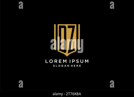 DZ monogram logo with geometric shield icon design inspiration Stock Vector