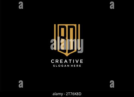 BD monogram logo with geometric shield icon design inspiration Stock Vector