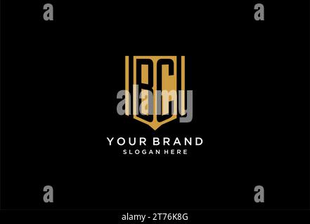 BC monogram logo with geometric shield icon design inspiration Stock Vector