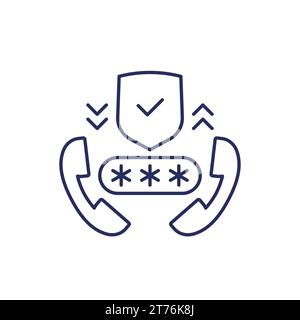 Encrypt phone calls line icon Stock Vector