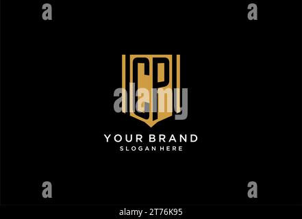 CP monogram logo with geometric shield icon design inspiration Stock Vector
