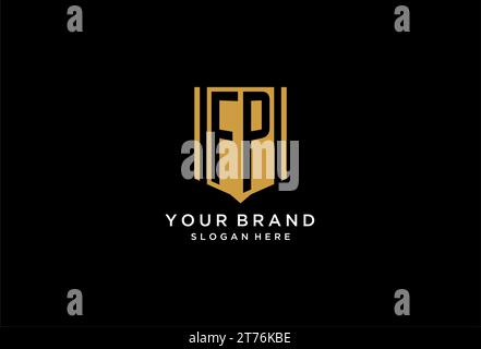 FP monogram logo with geometric shield icon design inspiration Stock Vector