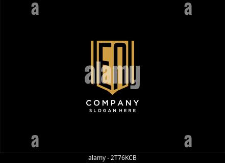 EN monogram logo with geometric shield icon design inspiration Stock Vector