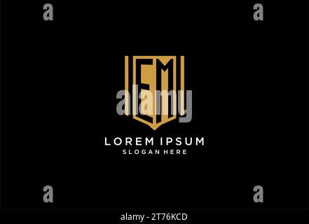 EM monogram logo with geometric shield icon design inspiration Stock Vector
