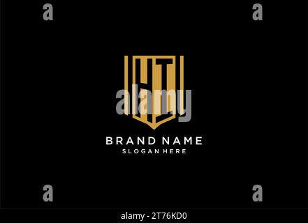 HI monogram logo with geometric shield icon design inspiration Stock Vector