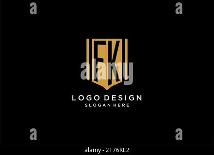 FK monogram logo with geometric shield icon design inspiration Stock Vector