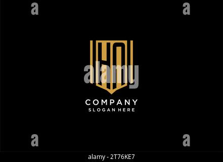 HN monogram logo with geometric shield icon design inspiration Stock Vector