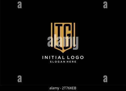 IG monogram logo with geometric shield icon design inspiration Stock Vector