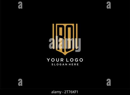 RO monogram logo with geometric shield icon design inspiration Stock Vector