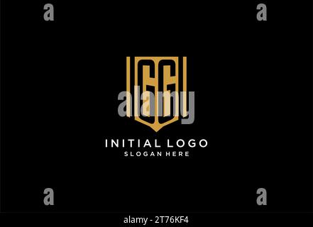 GG monogram logo with geometric shield icon design inspiration Stock Vector