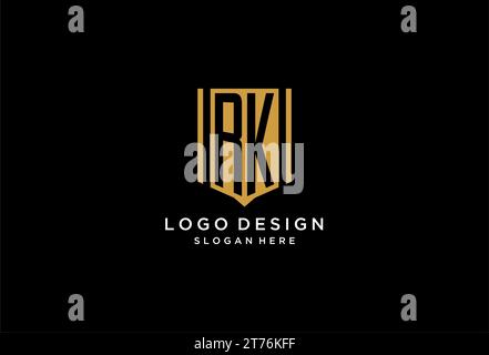 RK monogram logo with geometric shield icon design inspiration Stock Vector