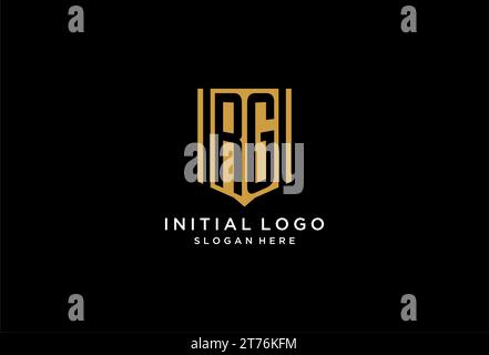 RG monogram logo with geometric shield icon design inspiration Stock Vector