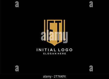 FT monogram logo with geometric shield icon design inspiration Stock Vector