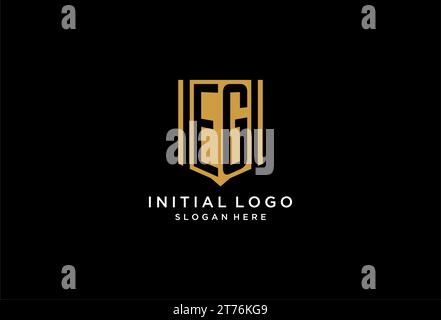 EG monogram logo with geometric shield icon design inspiration Stock Vector