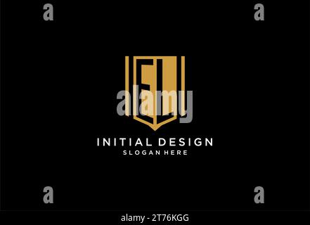 EL monogram logo with geometric shield icon design inspiration Stock Vector
