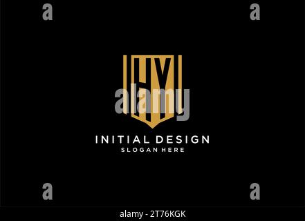 HY monogram logo with geometric shield icon design inspiration Stock Vector
