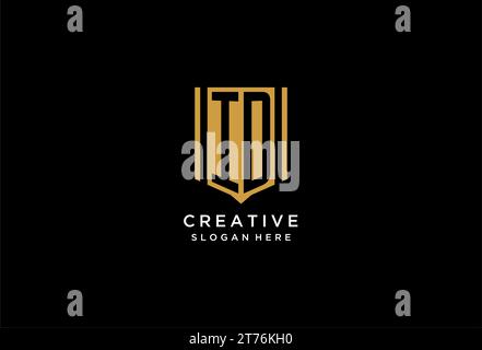 ID monogram logo with geometric shield icon design inspiration Stock Vector