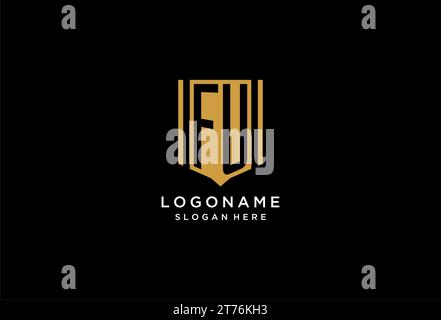 FU monogram logo with geometric shield icon design inspiration Stock Vector