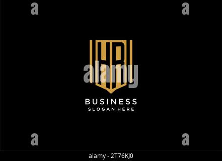 HR monogram logo with geometric shield icon design inspiration Stock Vector