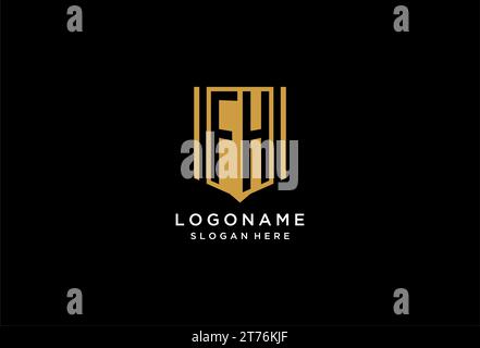 FH monogram logo with geometric shield icon design inspiration Stock Vector