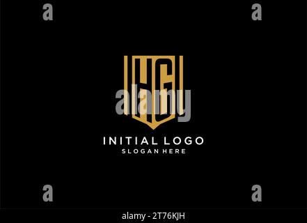 HG monogram logo with geometric shield icon design inspiration Stock Vector