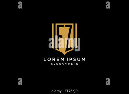 FZ monogram logo with geometric shield icon design inspiration Stock Vector