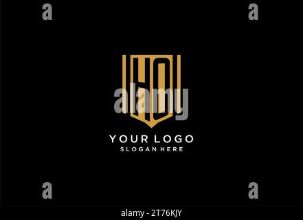 HO monogram logo with geometric shield icon design inspiration Stock Vector