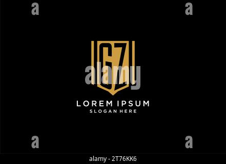 GZ monogram logo with geometric shield icon design inspiration Stock Vector
