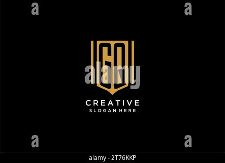 GQ monogram logo with geometric shield icon design inspiration Stock Vector