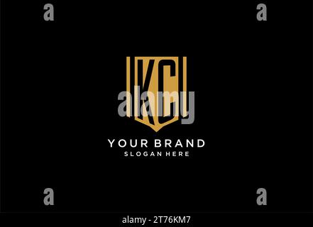 KC monogram logo with geometric shield icon design inspiration Stock Vector
