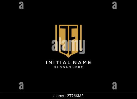JF monogram logo with geometric shield icon design inspiration Stock Vector