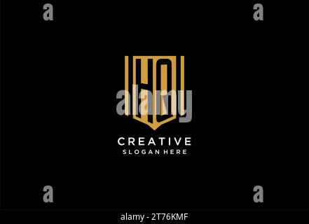 HQ monogram logo with geometric shield icon design inspiration Stock Vector