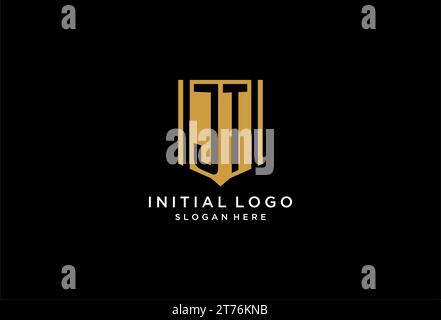 JT monogram logo with geometric shield icon design inspiration Stock Vector
