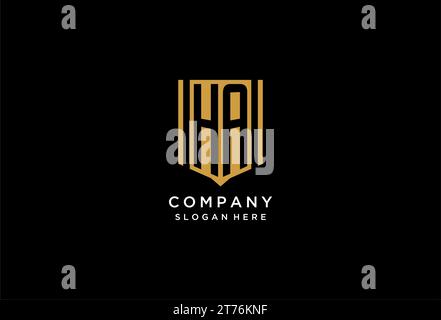 HA monogram logo with geometric shield icon design inspiration Stock Vector