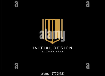 UL monogram logo with geometric shield icon design inspiration Stock Vector