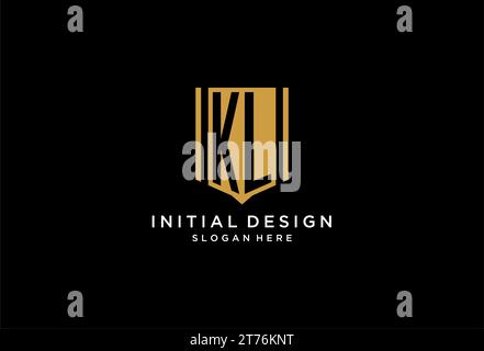 KL monogram logo with geometric shield icon design inspiration Stock Vector