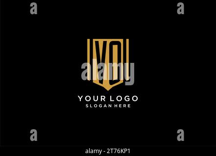 VO monogram logo with geometric shield icon design inspiration Stock Vector