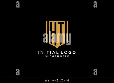 HT monogram logo with geometric shield icon design inspiration Stock Vector