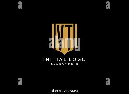 VT monogram logo with geometric shield icon design inspiration Stock Vector