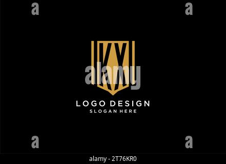 KX monogram logo with geometric shield icon design inspiration Stock Vector