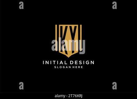 KY monogram logo with geometric shield icon design inspiration Stock Vector