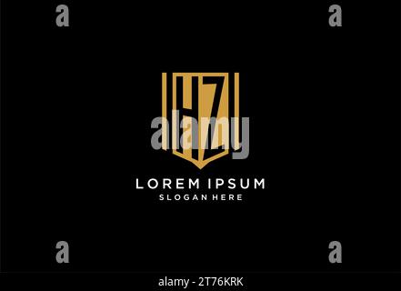 HZ monogram logo with geometric shield icon design inspiration Stock Vector