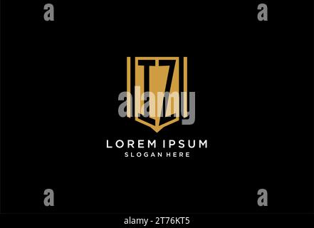 IZ monogram logo with geometric shield icon design inspiration Stock Vector