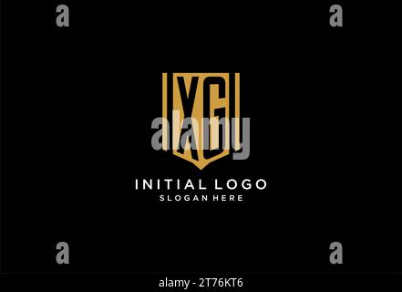 XG monogram logo with geometric shield icon design inspiration Stock Vector